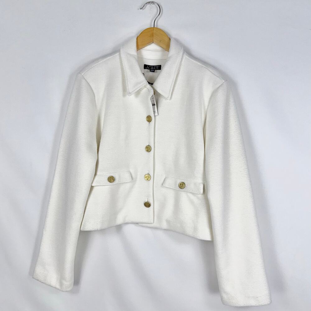 J Crew Women's Smooth Cropped Lady Jacket XL Ivory Timeless